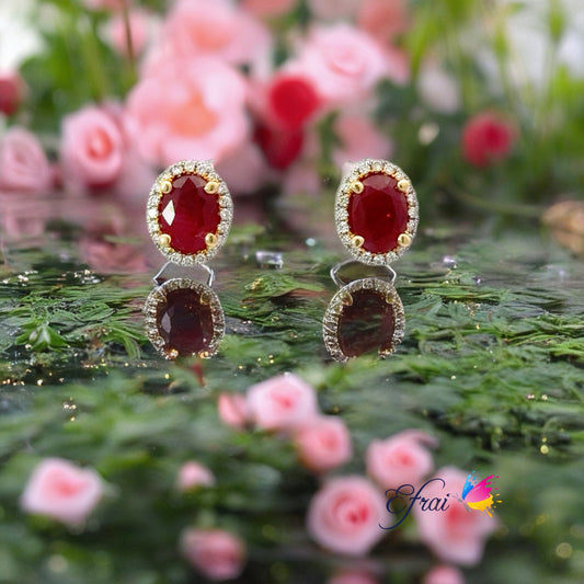 Natural ruby and diamonds earrings