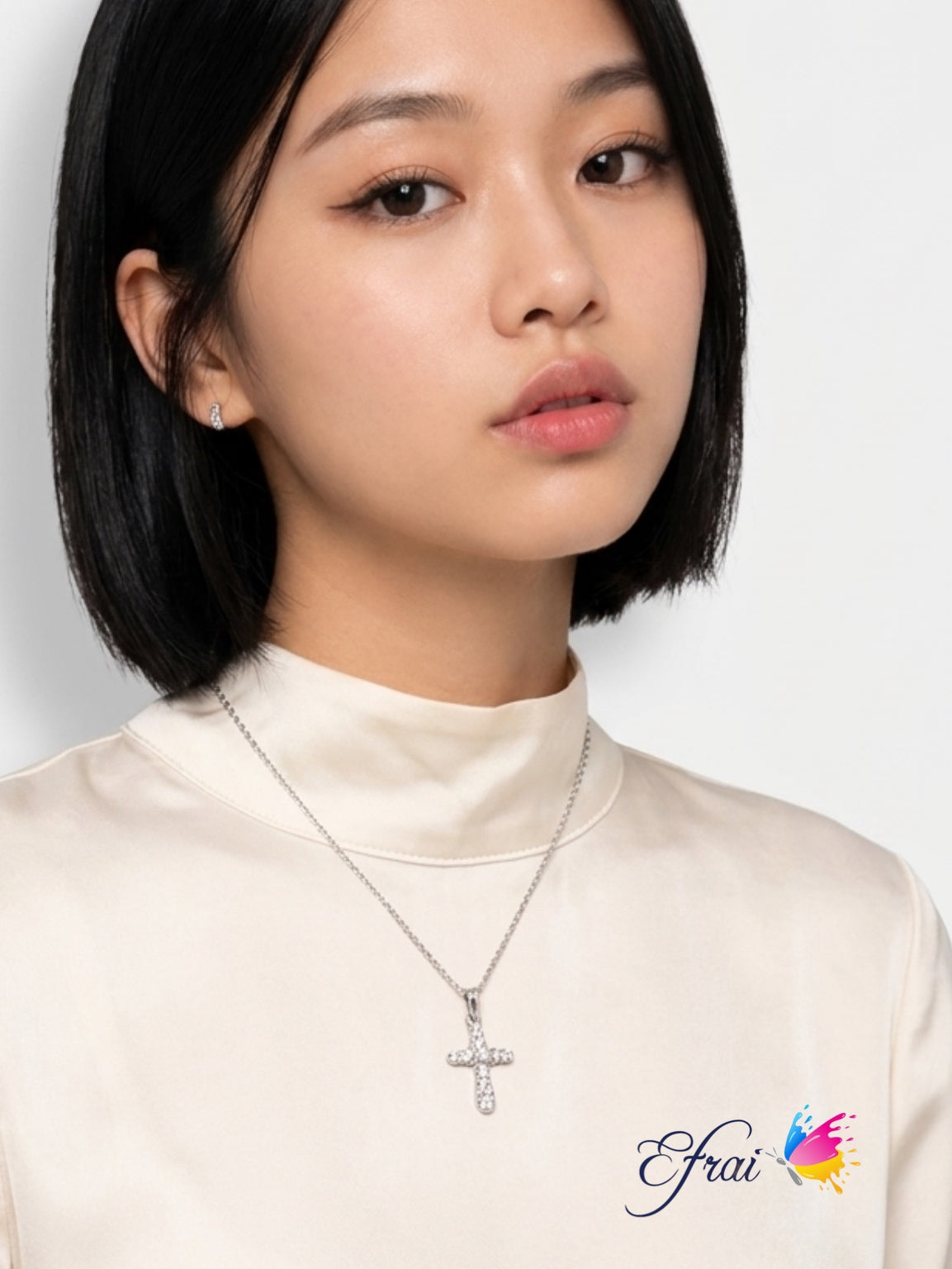 Dainty diamonds cross necklace