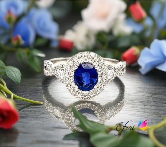 Sapphire diamonds ring