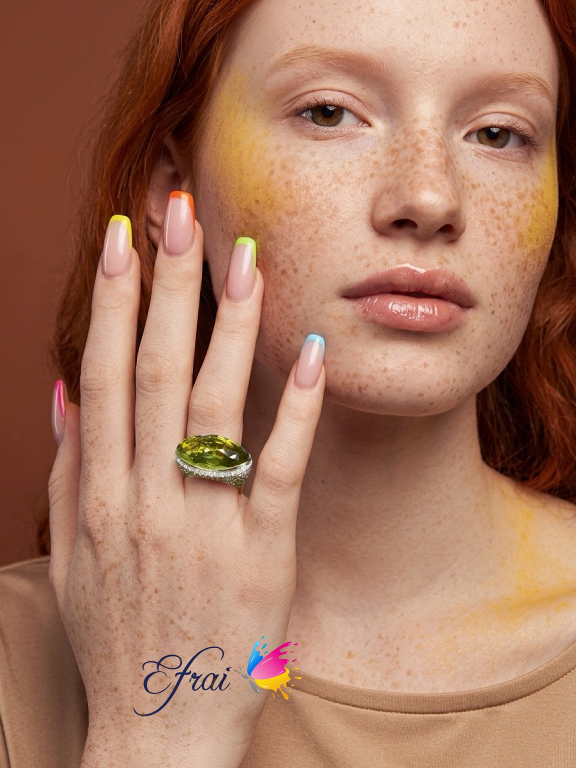 One of a kind exquisite designed natural lemon quartz and diamonds ring