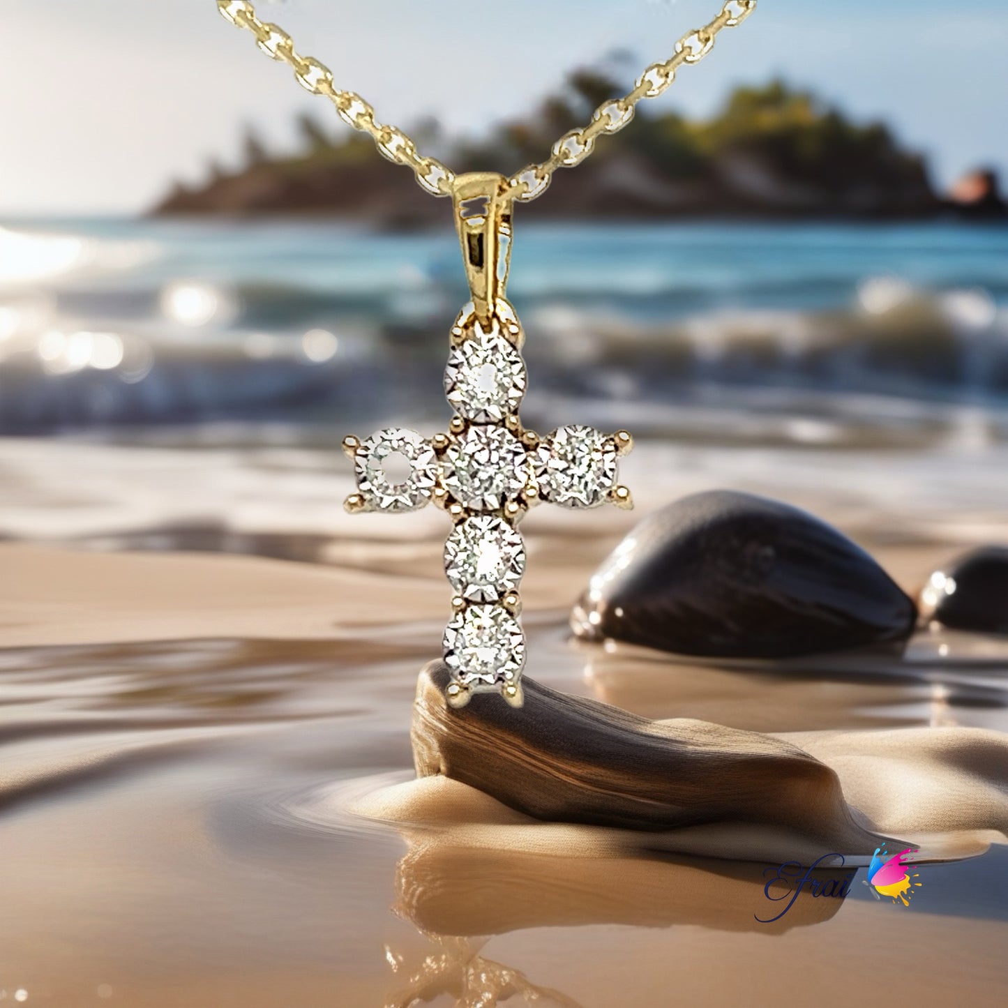 Diamonds cross necklace