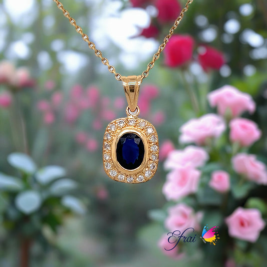 Natural blue sapphire and diamonds necklace