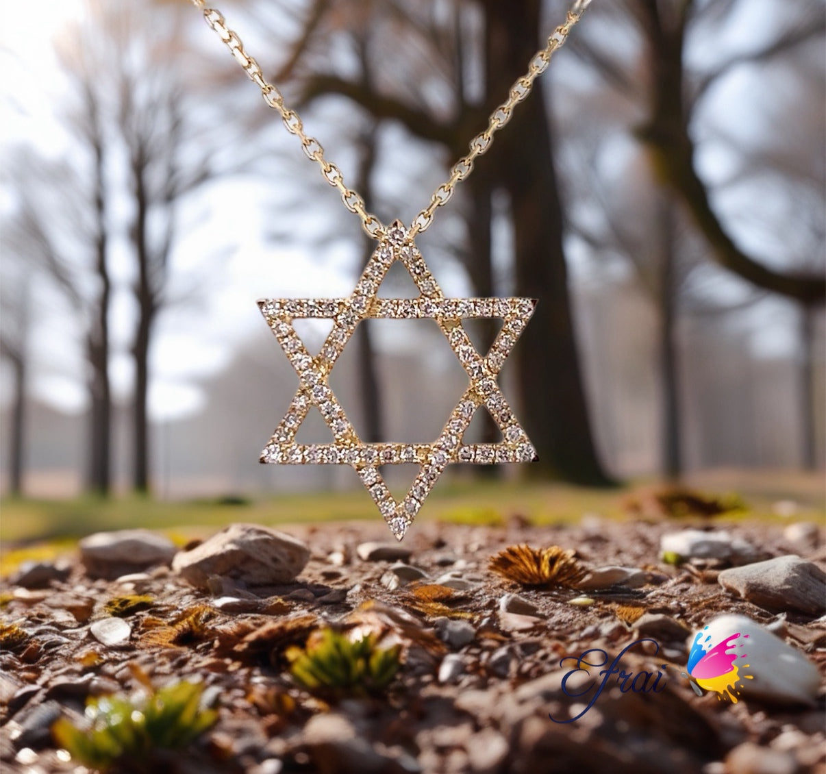 Star of David diamonds necklace