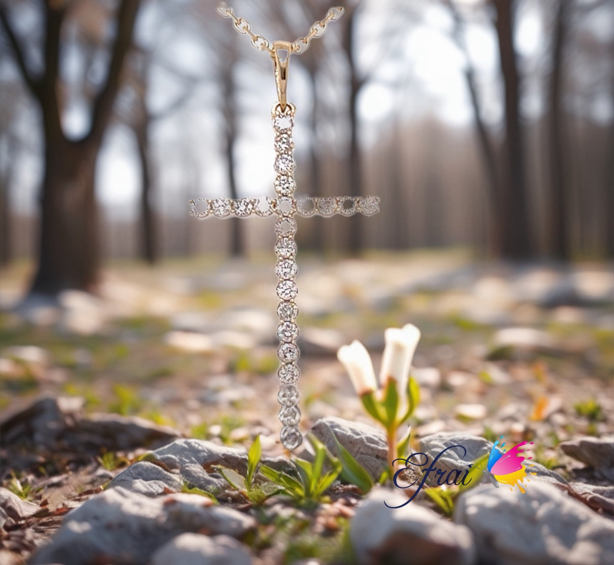 Diamond cross necklace