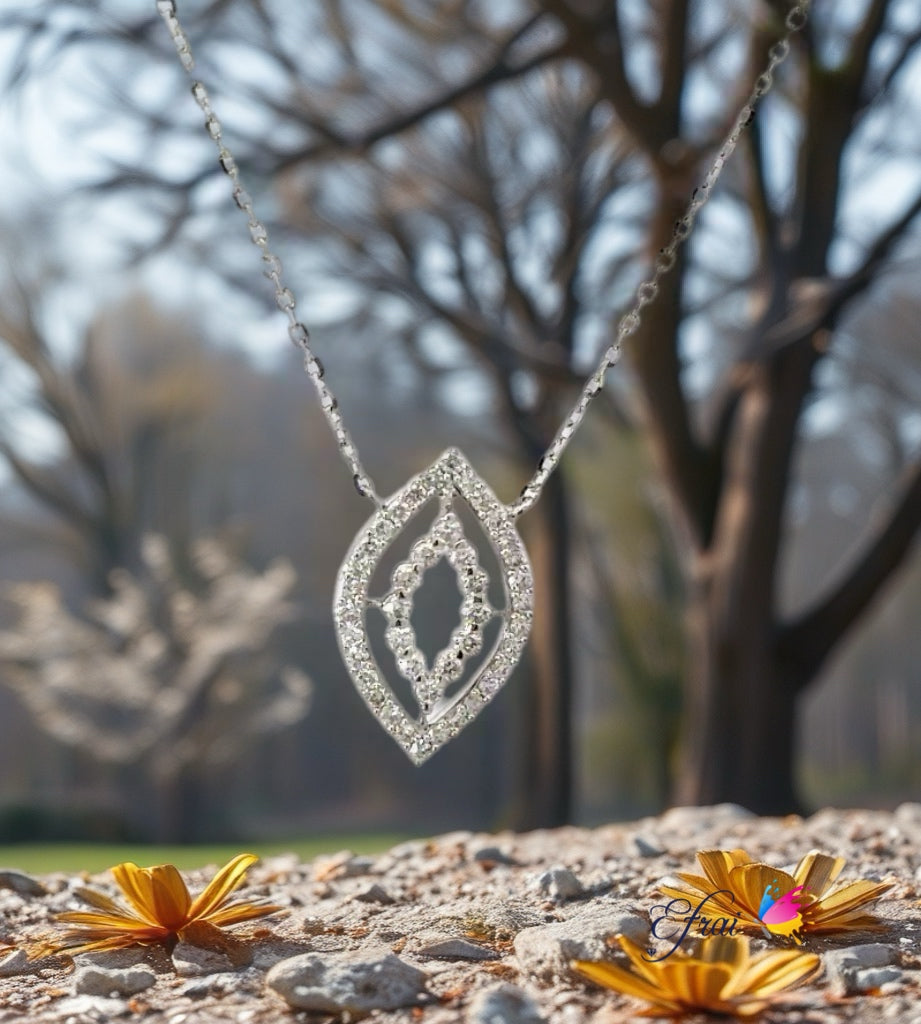 Gorgeous marquise design with baguette diamonds necklace