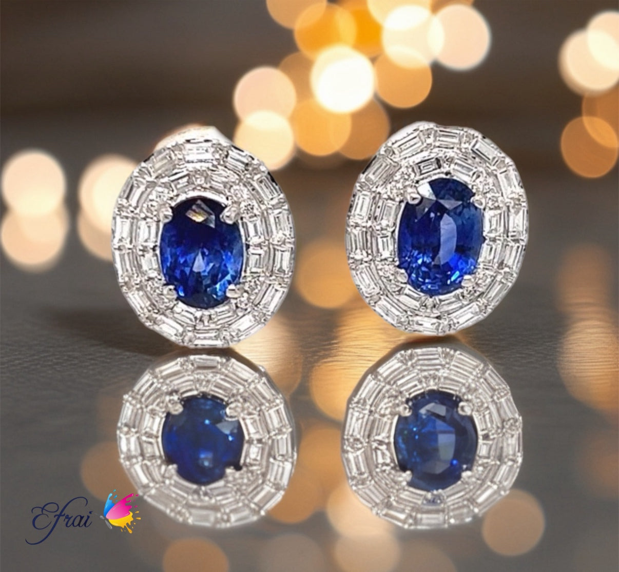 GIA certified natural Oval sapphires diamonds earrings