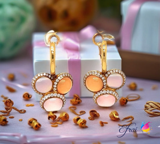 Moonstones diamonds earrings