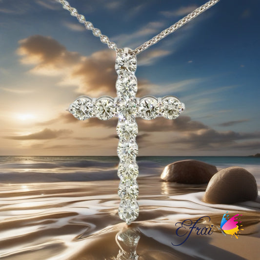Diamond Cross Pendant Necklace in White Gold