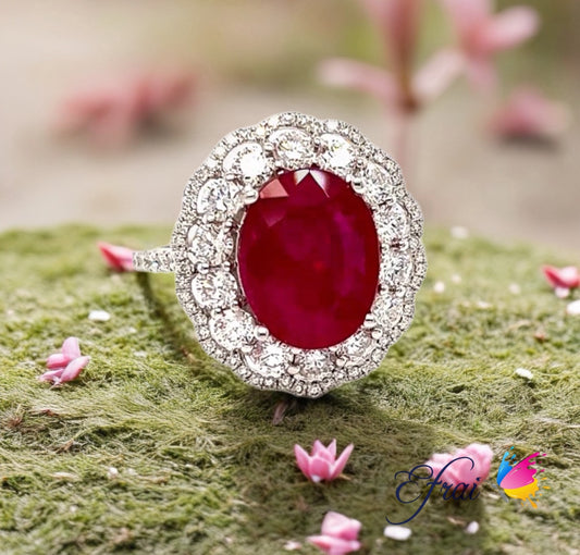 GIA Oval Ruby and diamonds ring