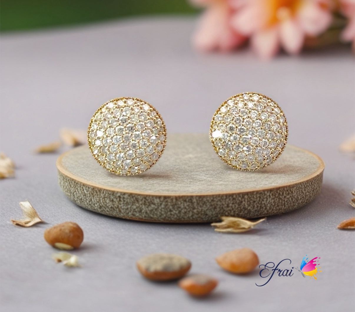 Round circle full of diamonds earrings