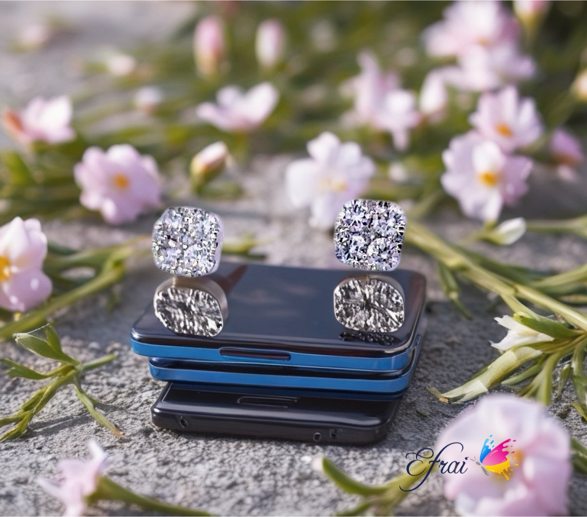 Square diamonds earrings