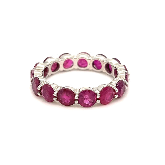 Platinum Natural round rubies eternity band