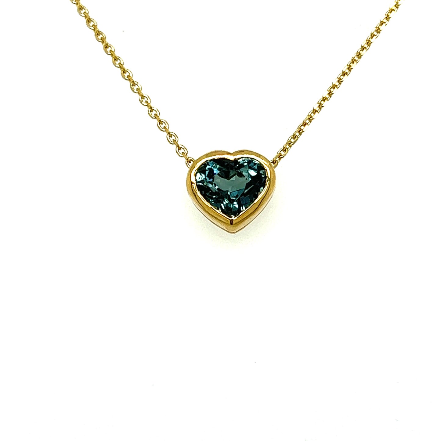 Deep blue topaz heart necklace