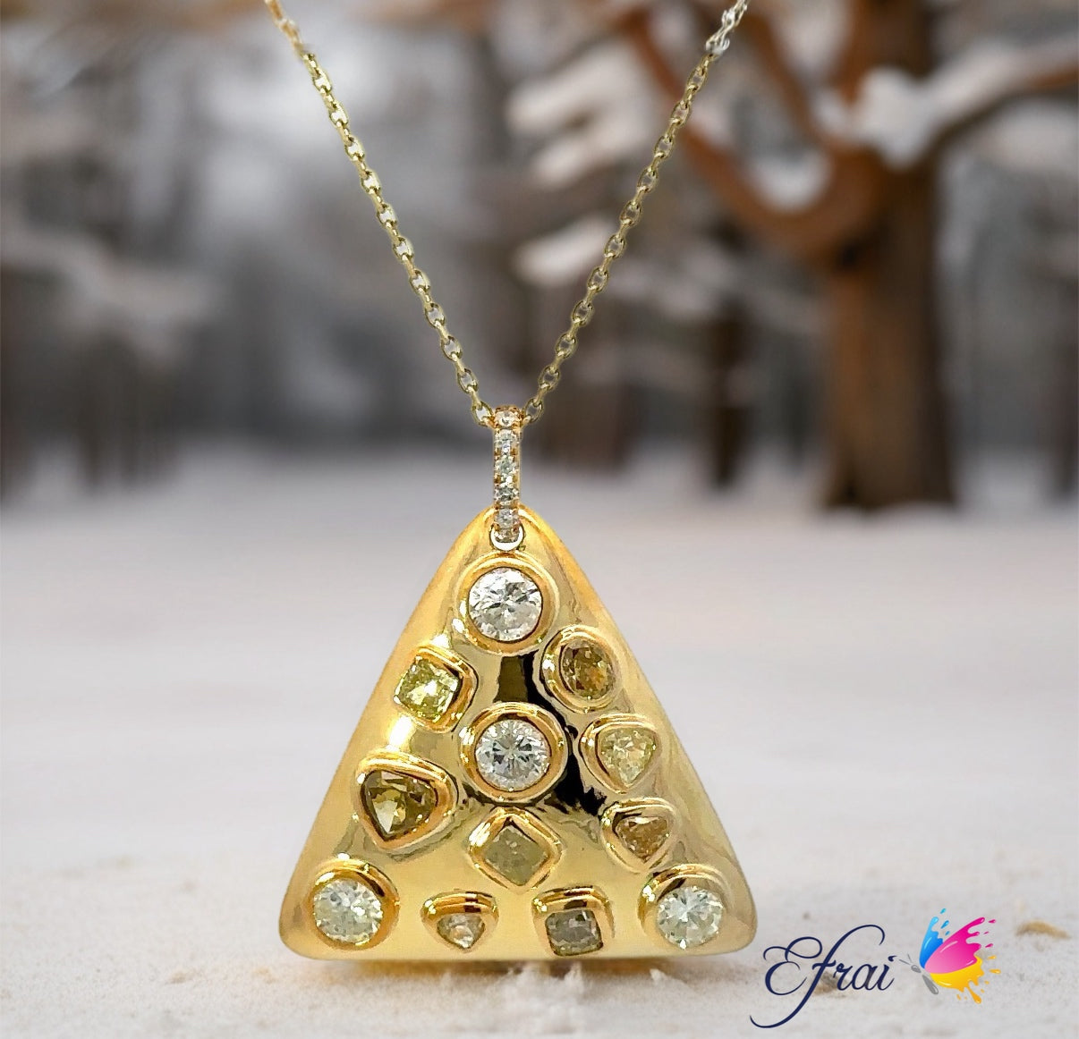 Fancy colored diamonds pendant