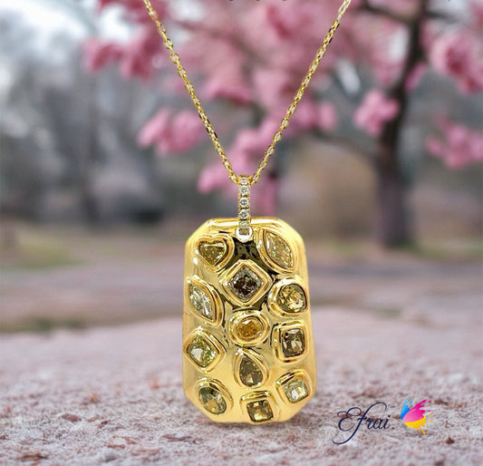 Natural Mixed Fancy colored diamonds necklace