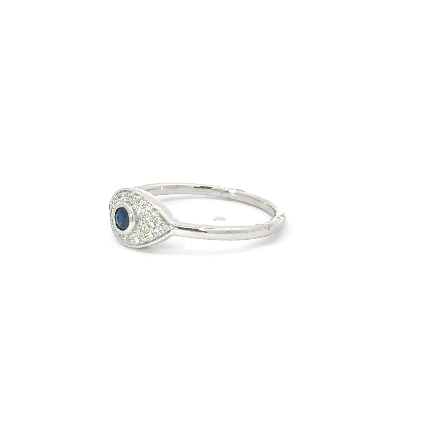 Lucky evil eye diamonds sapphire ring