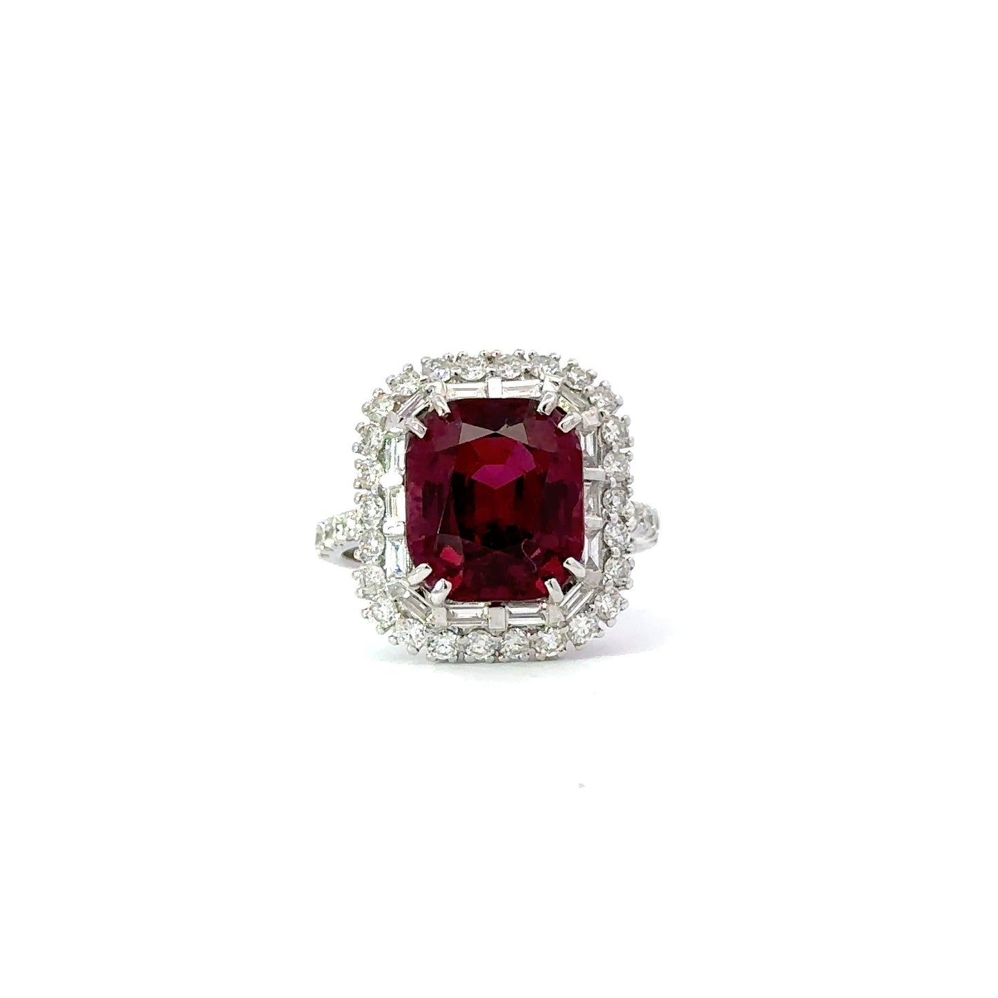 Gorgeous natural deep cherry garnet and diamonds ring
