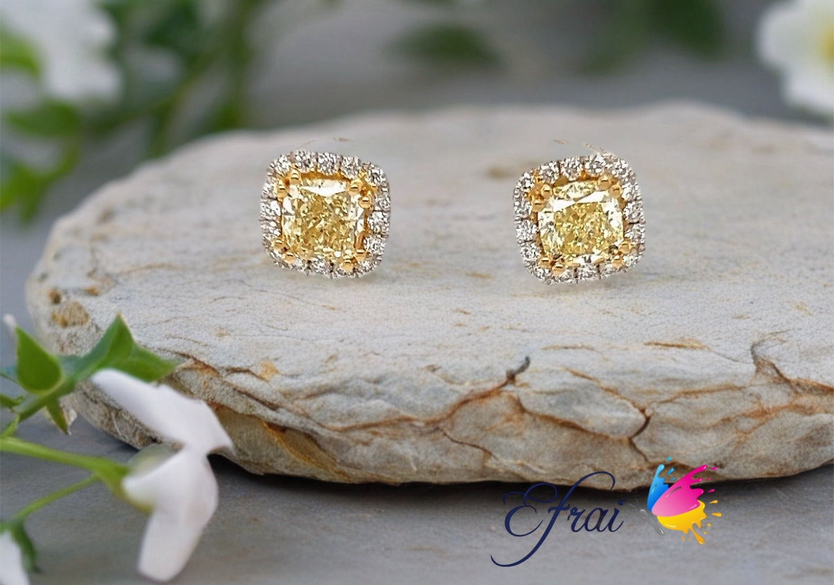 Fancy yellow diamonds earrings