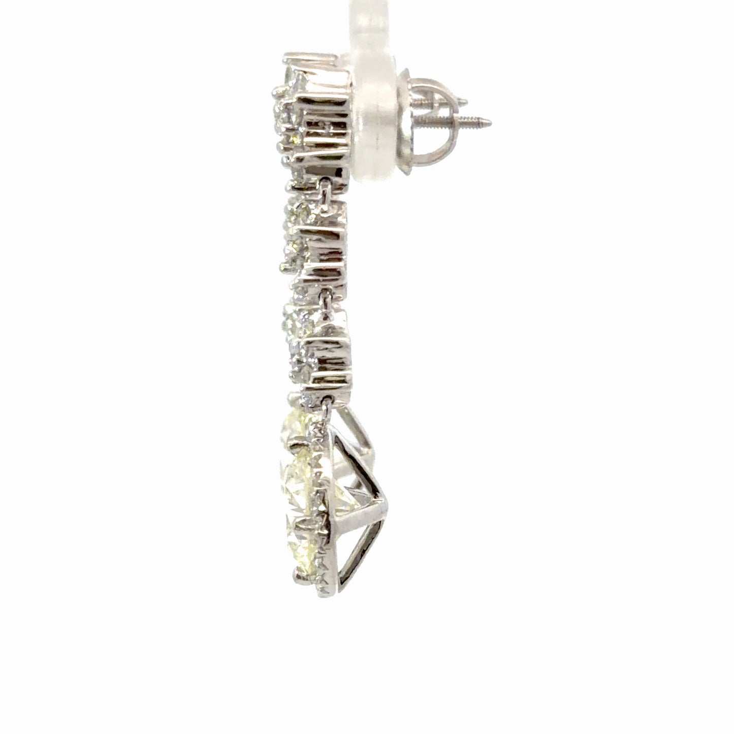 18K White Gold with Natural Round Diamond Halo Drop Earrings with Star Motifs