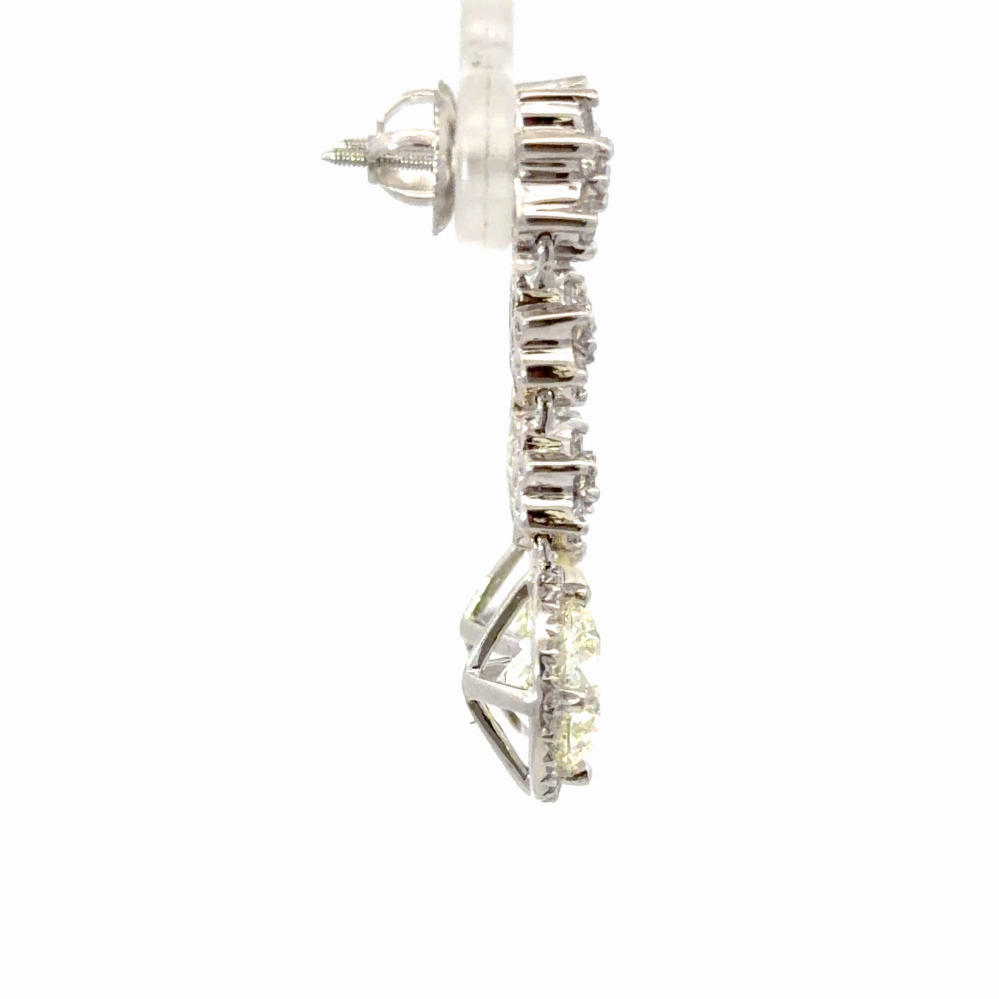 18K White Gold with Natural Round Diamond Halo Drop Earrings with Star Motifs