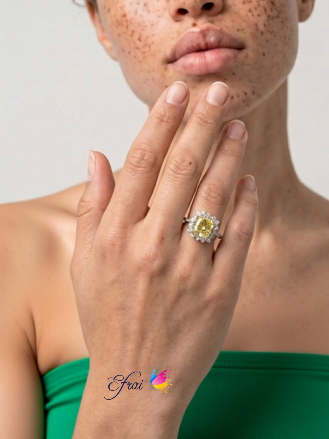 Stunning Natural GIA Fancy Intense green yellow diamond ring