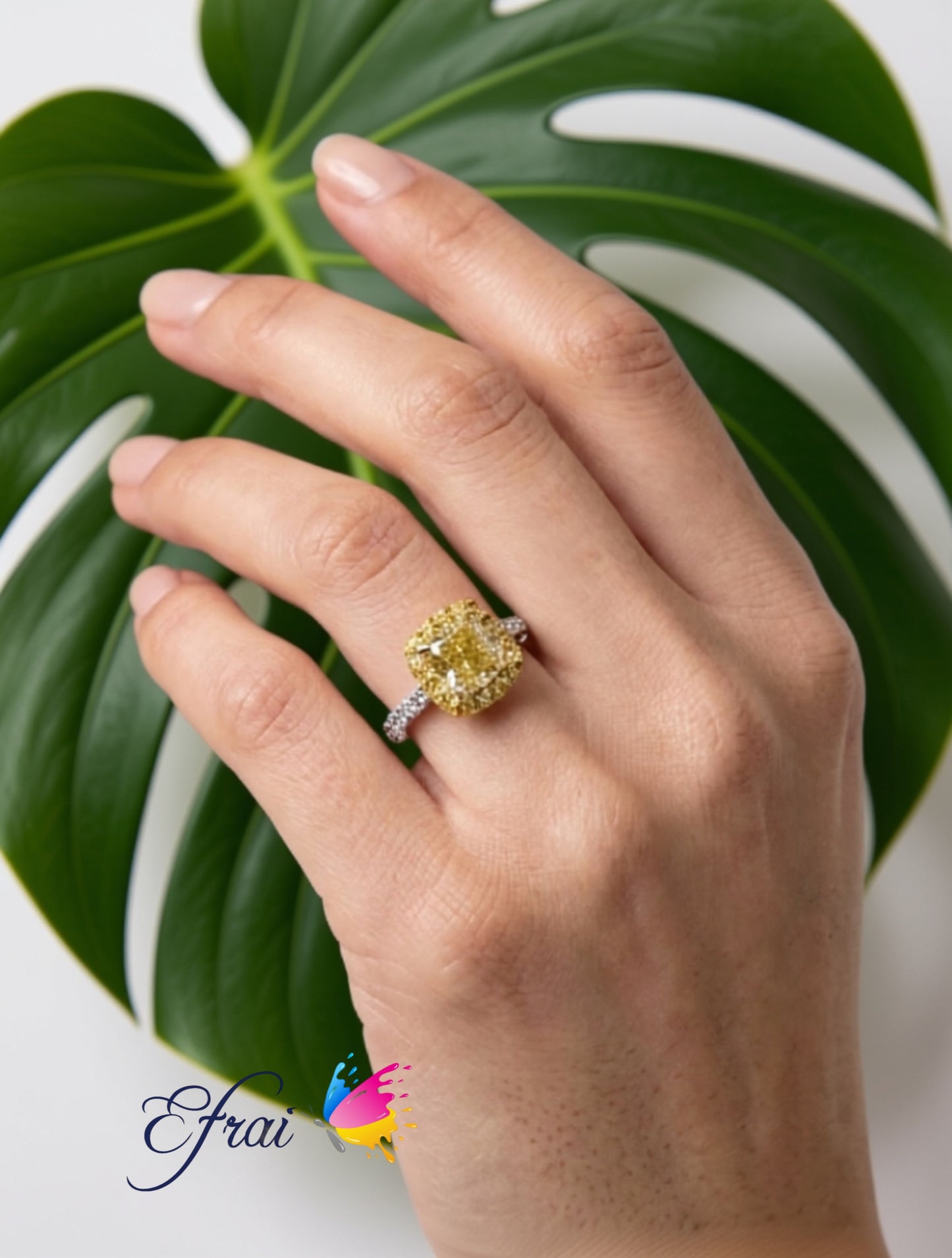 GIA Fancy light yellow diamond ring