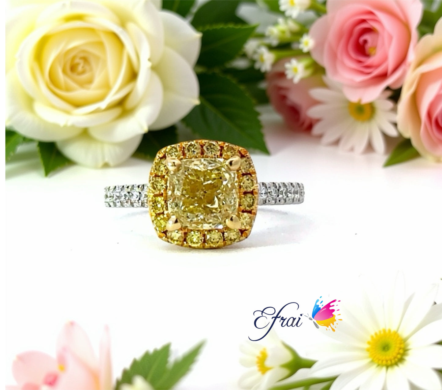 GIA Fancy light yellow diamond ring