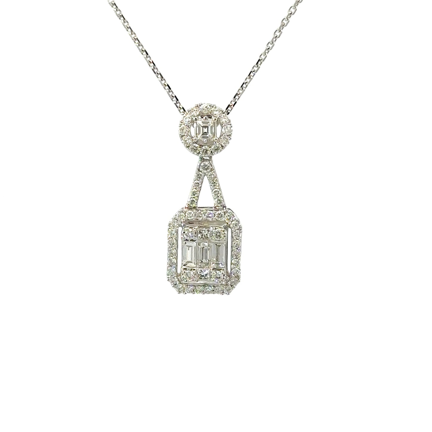 Baguette and round diamonds necklace