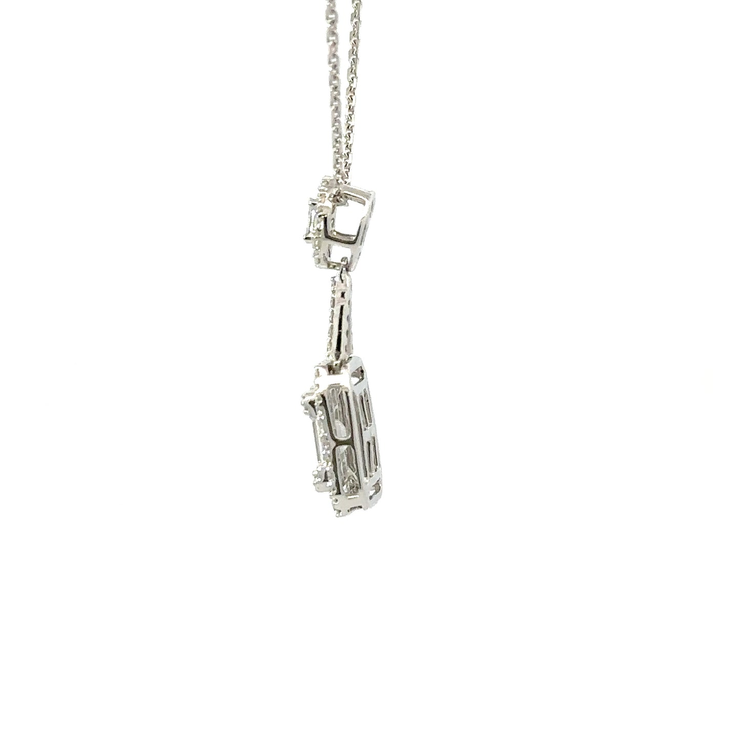Baguette and round diamonds necklace