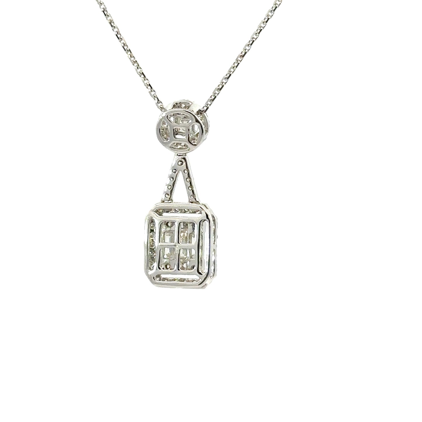 Baguette and round diamonds necklace
