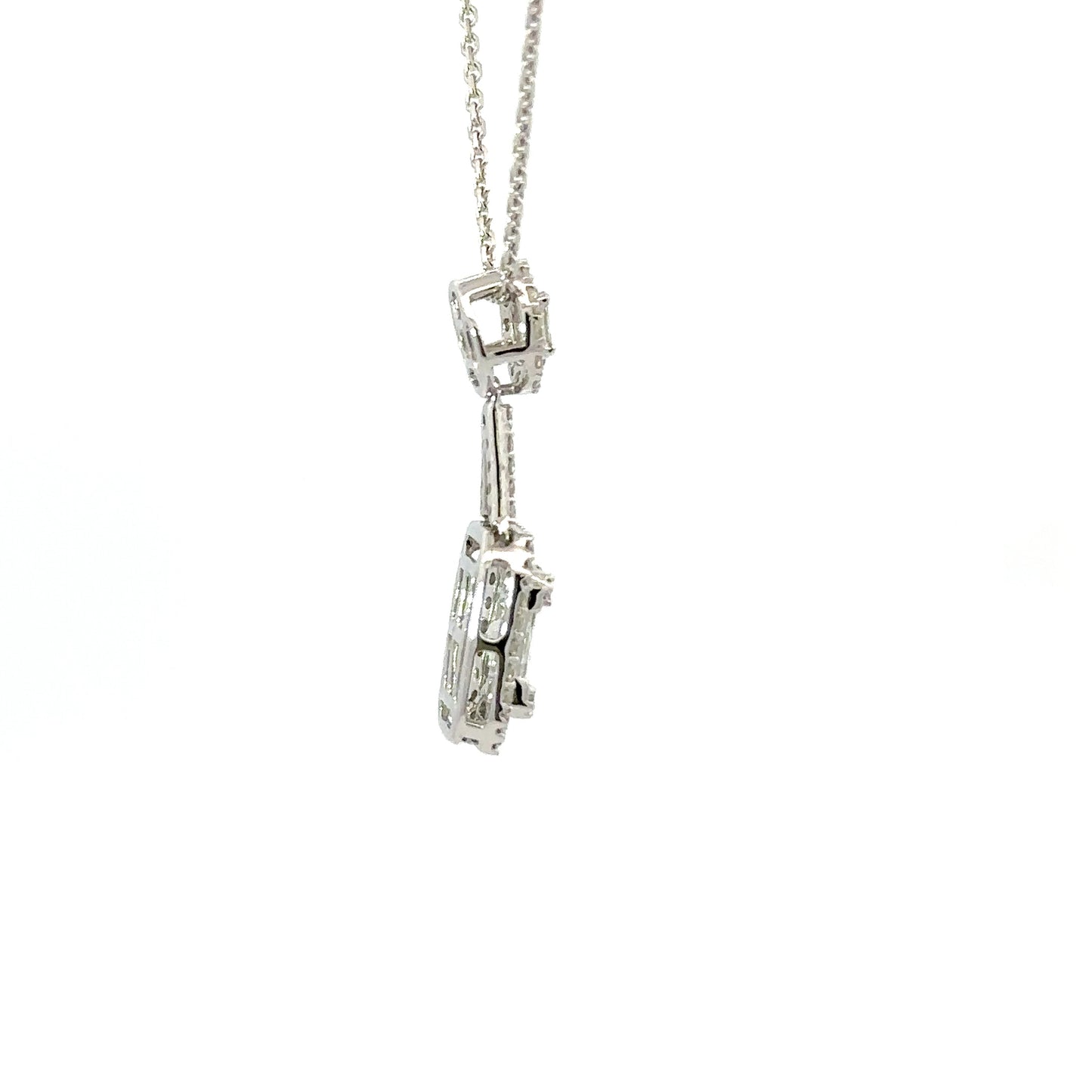 Baguette and round diamonds necklace