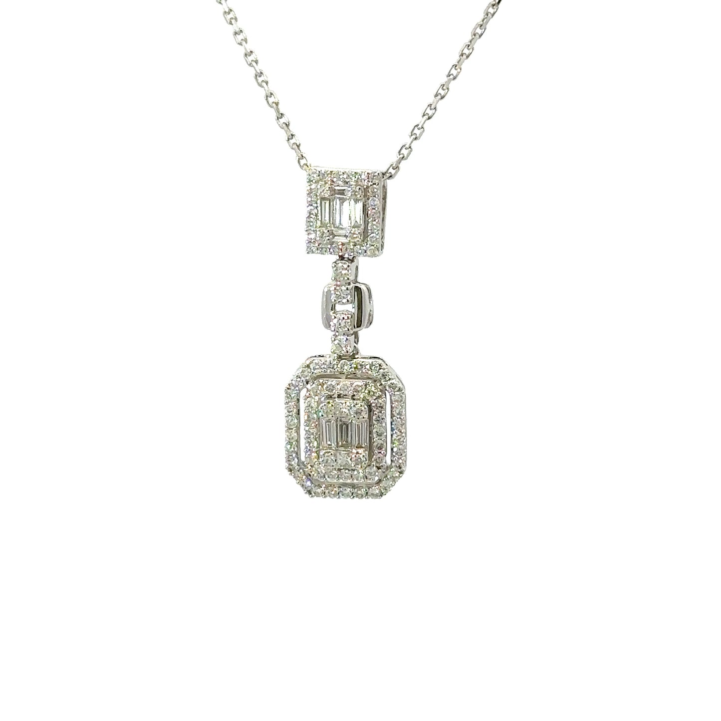 Gorgeous double squares diamonds necklace