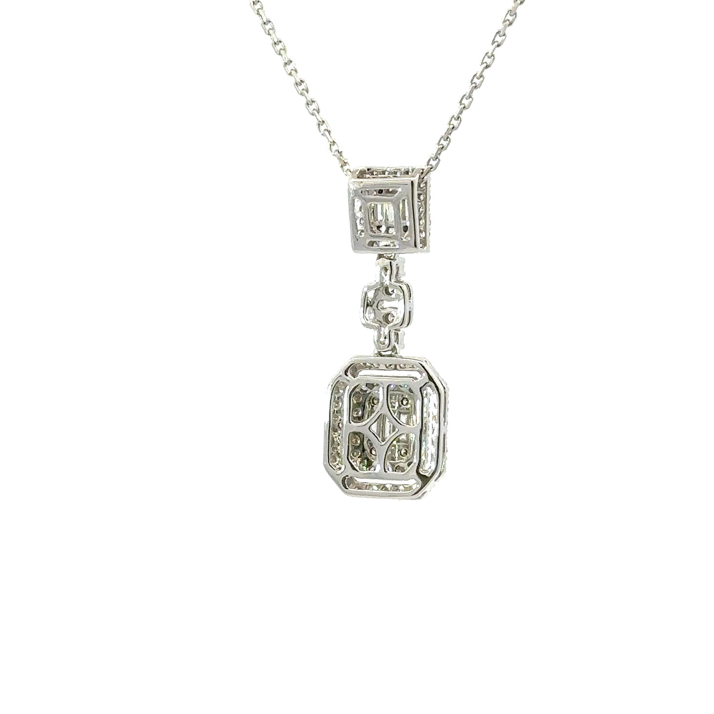 Gorgeous double squares diamonds necklace
