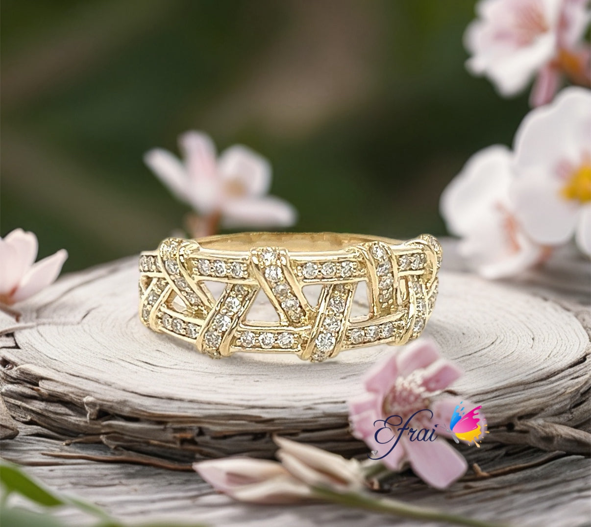 Natural weaved round diamonds band