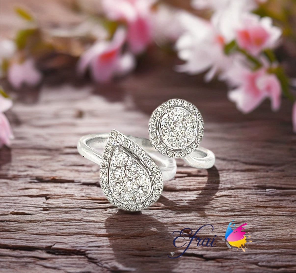 Gorgeous double diamond clusters ring