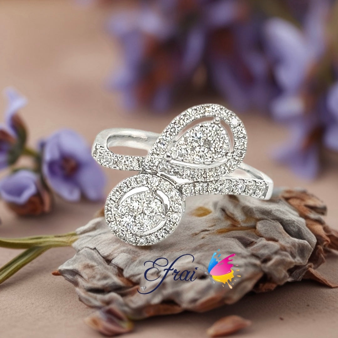Natural round diamonds clustered crossover unique ring