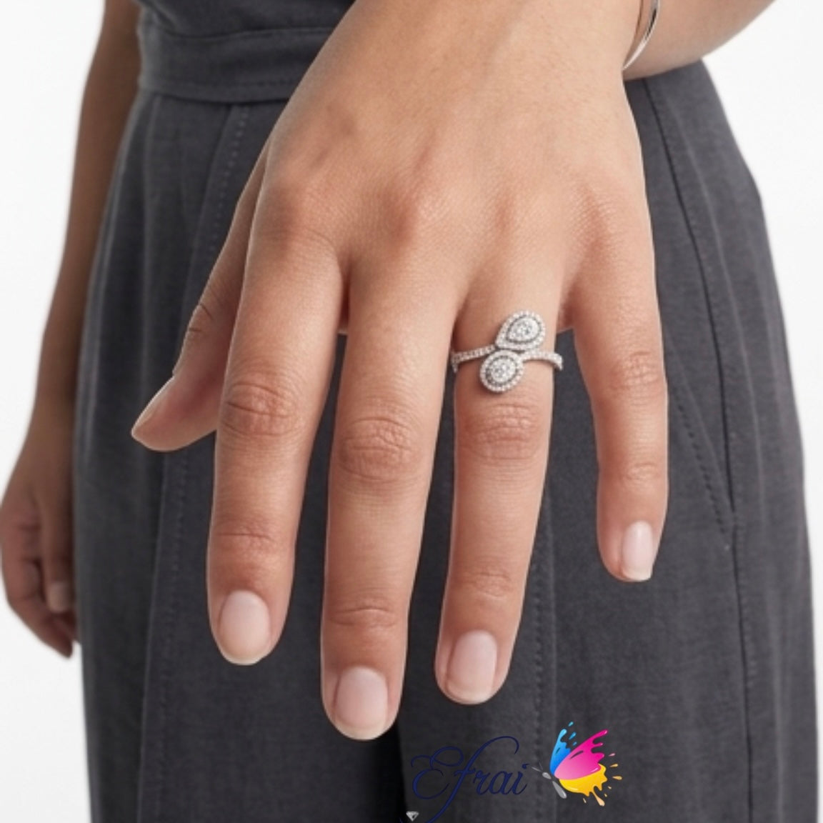 Natural round diamonds clustered crossover unique ring
