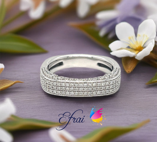 Squarish shank set with natural round brilliant diamonds band