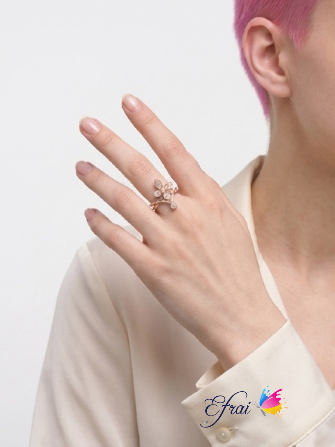 Exotic and unique butterfly diamonds ring