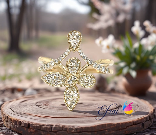 Exotic and unique butterfly diamonds ring
