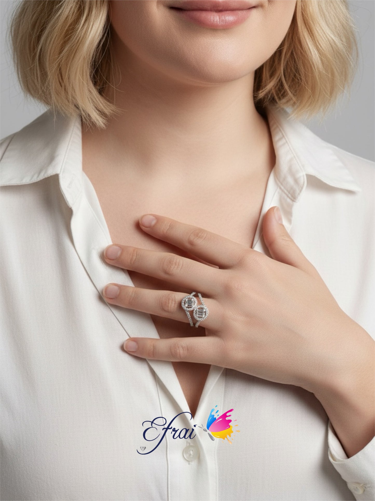 Double crossed diamonds ring