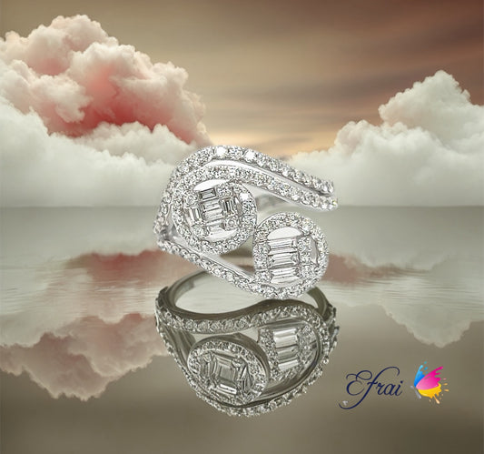 Double crossed diamonds ring