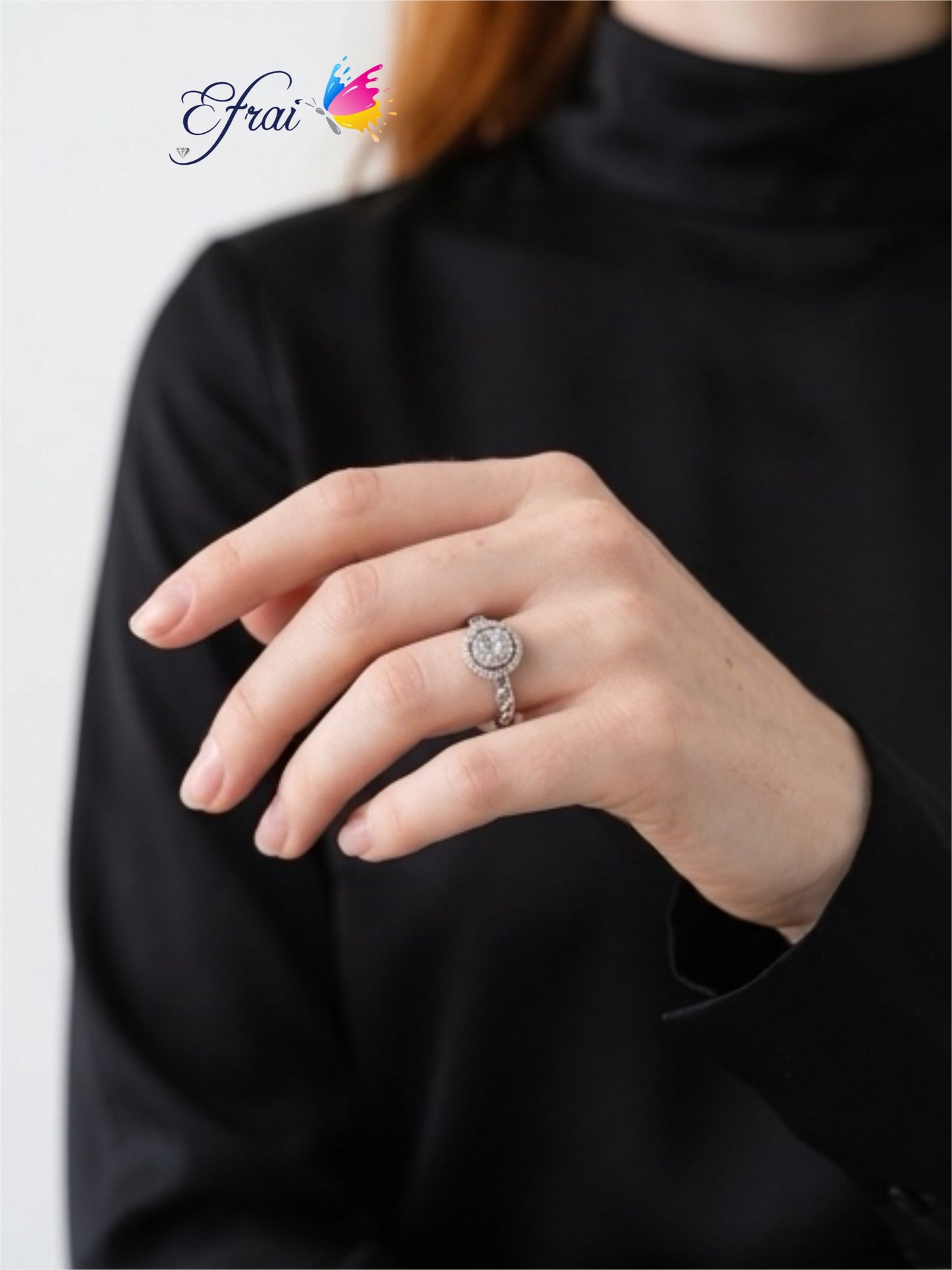 Chain shank diamonds ring