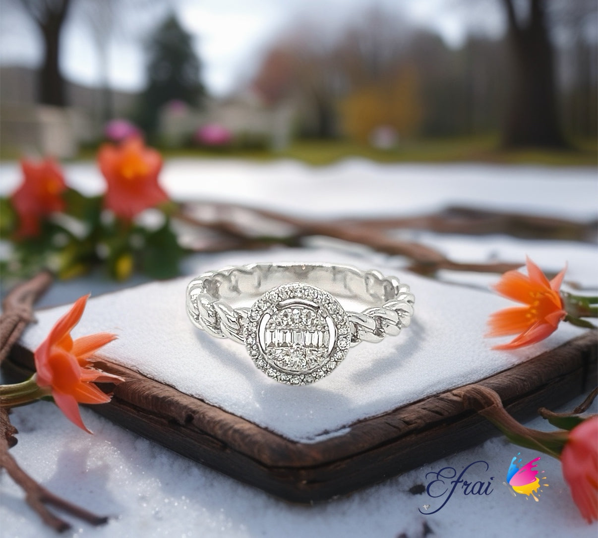 Chain shank diamonds ring