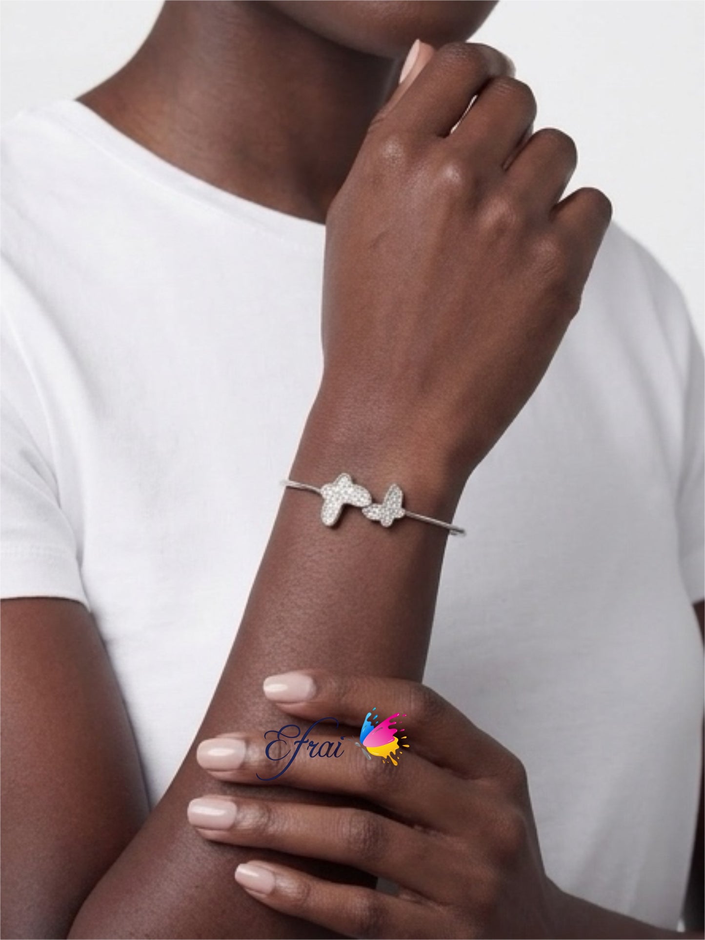 Unique gorgeous double natural diamonds butterfly bangle