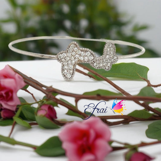 Unique gorgeous double natural diamonds butterfly bangle