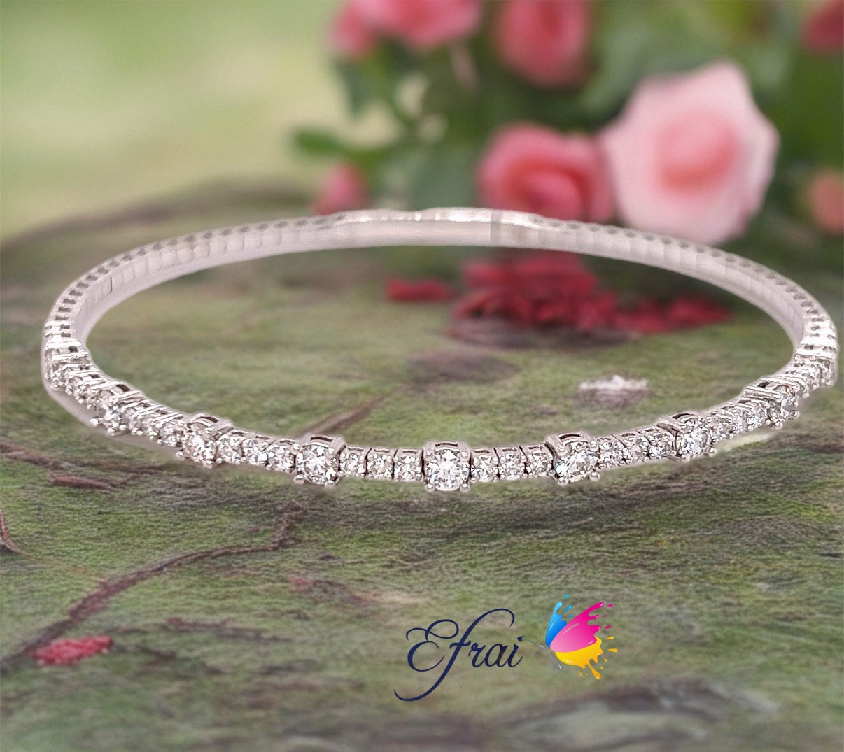 Exquisite natural big and small inline diamonds bangle