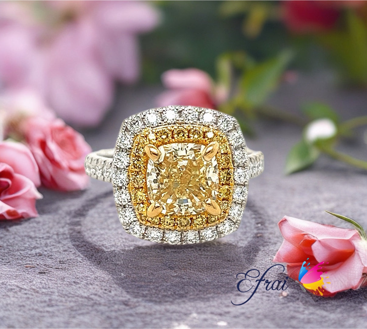 GIA radiant yellow diamonds ring