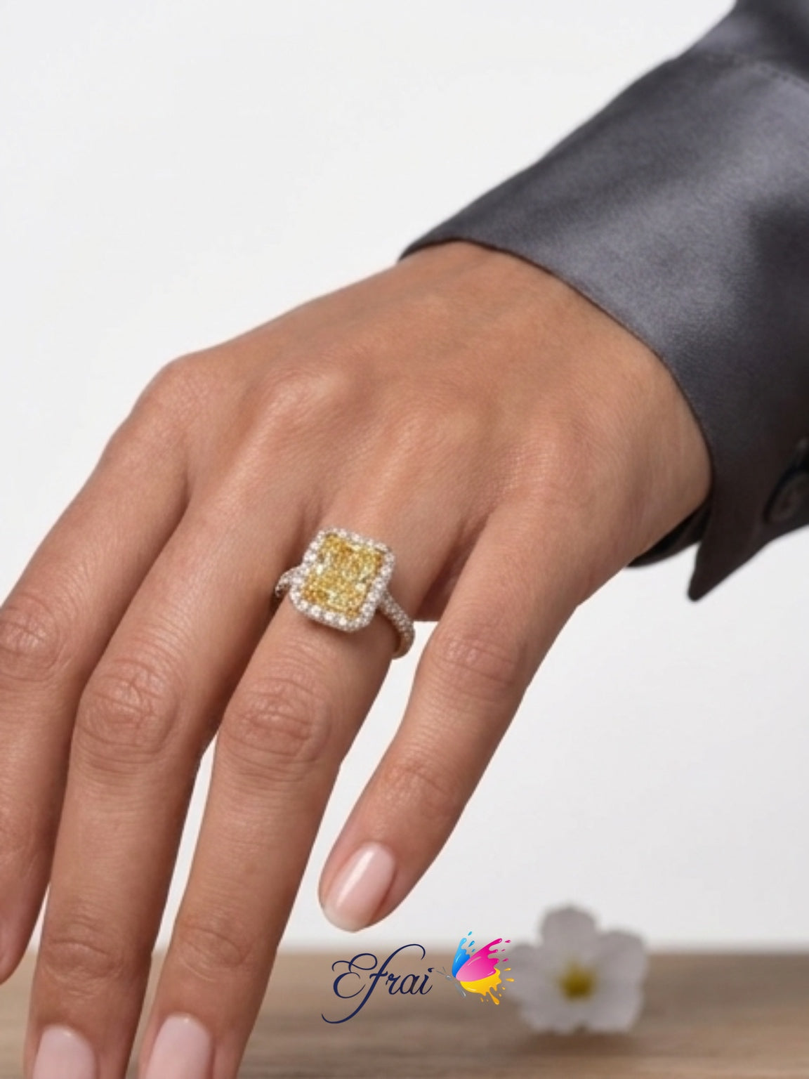 Natural Fancy yellow diamonds ring