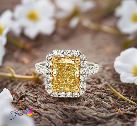 Natural Fancy yellow diamonds ring